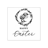 Baby Chick Inside Willow Wreath Happy Easter Gummistempel (Prägung)