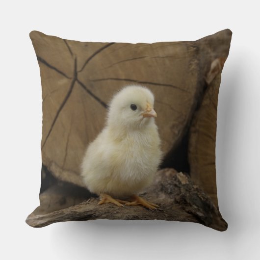 Baby Chick On Logs Kissen (Vorderseite)