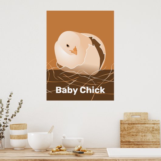 Baby Chick Orange Kitchen Wall Art Poster (Küche)