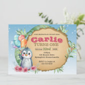 Baby Chick Penguin Einladung zum Geburtstag (Stehend Vorderseite)