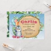 Baby Chick Penguin Einladung zum Geburtstag (Vorderseite/Rückseite Beispiel)