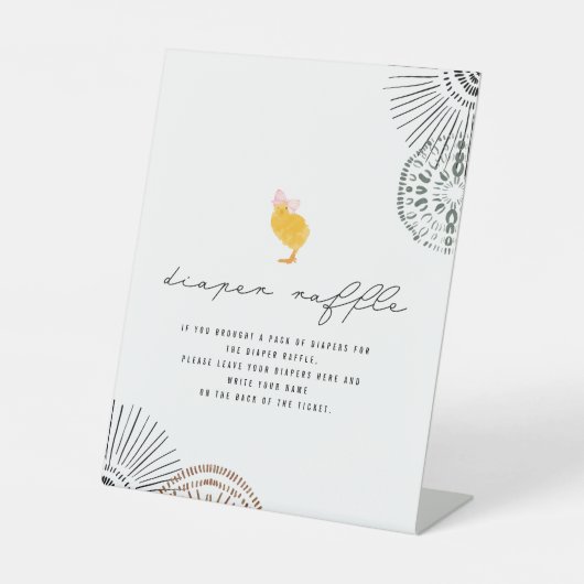 Baby Chick Pink Bow Babydusche Windelwindeln Sockelschild (Vorderseite)