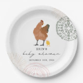 Baby Chick Pink Bow Chicken Girl Baby Dusche Pappteller (Vorderseite)