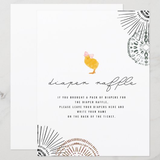 Baby Chick Pink Bow Kinderdusche Windelwanne Raffl (Vorne/Hinten)