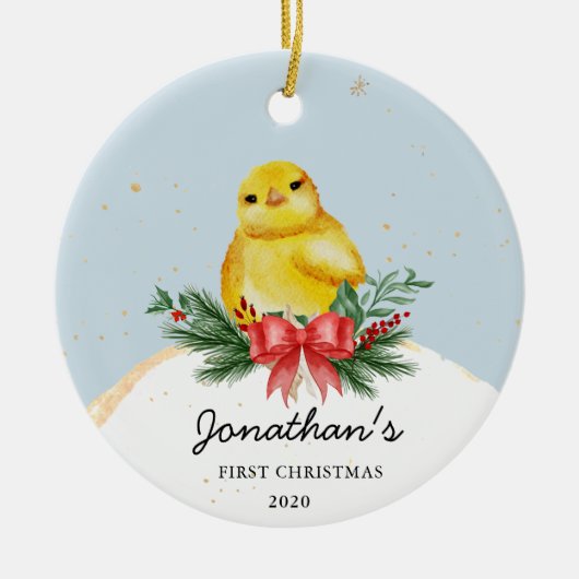 Baby Chicken Baby's First Christmas Ornament (Vorne)