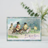 Baby Chicks auf der Suche nach Englisch auf Ostern Einladung (Stehend Vorderseite)