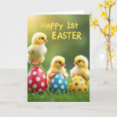 Baby Chicks Easter Greetings Card Karte (Gelbe Blume)