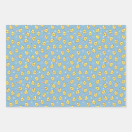 Baby Chicks Farm Animal Cute Kawaii Pattern Blue Geschenkpapier Set