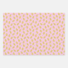 Baby Chicks Farm Animal Cute Kawaii Pattern Pink Geschenkpapier Set