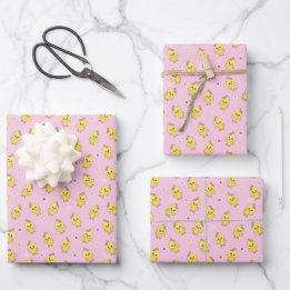 Baby Chicks Farm Animal Cute Kawaii Pattern Pink Geschenkpapier Set