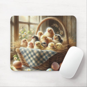 Baby Chicks in einem Korb Mousepad