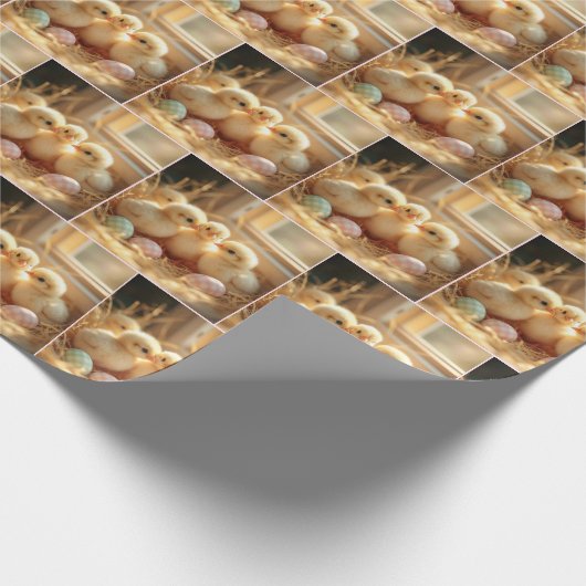 Baby Chicks mit Gingham Eiern Geschenkpapier (Ecke)