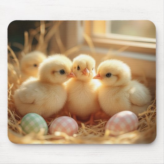Baby Chicks mit Gingham Eiern Mousepad (Vorne)