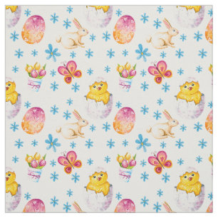 Baby Chicks Ostereier Rosa Schmetterlinge Stoff