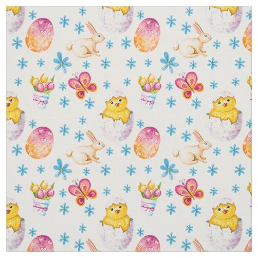 Baby Chicks Ostereier Rosa Schmetterlinge Stoff (Muster)
