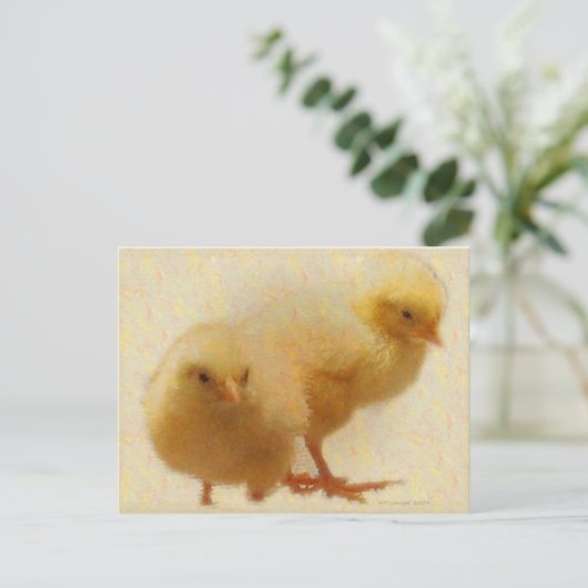 Baby Chicks Postkarte (Stehend Vorderseite)