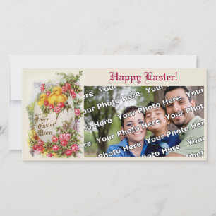 Baby Chicks und Rose Osterfotokarte Feiertagskarte