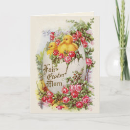 Baby Chicks und Rose Viktorianisch Osterkarte Feiertagskarte
