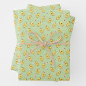 Baby Chicks Whimsical Kawaii Pattern Green Geschenkpapier Set (Beispiel)