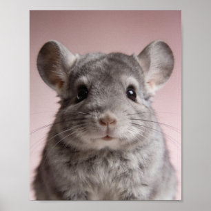 Baby-Chinchilla-Porträt – Süßes Tier für das Kinde Poster