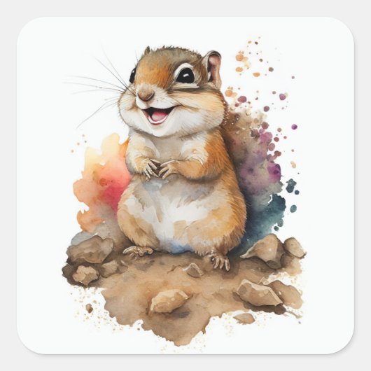 Baby Chipmunk Woodland Animal Art Aufkleber (Vorderseite)