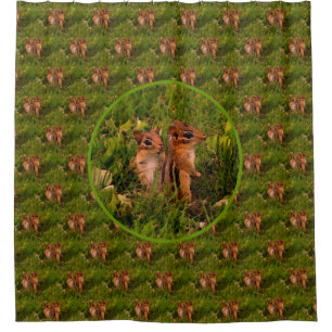Baby Chipmunks Nature Art Pattern Duschvorhang