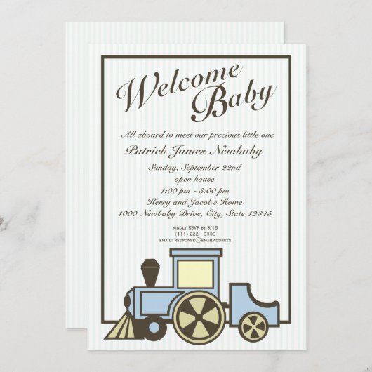 Baby Choo Choo Train Open House Einladung (Vorne/Hinten)