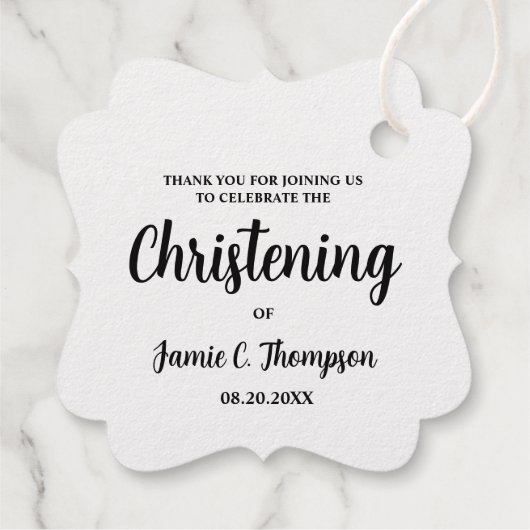 Baby Christening Eleganter Individuelle Name Datum Geschenkanhänger (Rückseite)