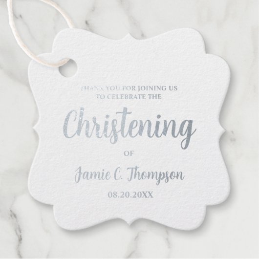 Baby Christening Eleganter Individuelle Name Datum Geschenkanhänger (Vorderseite)