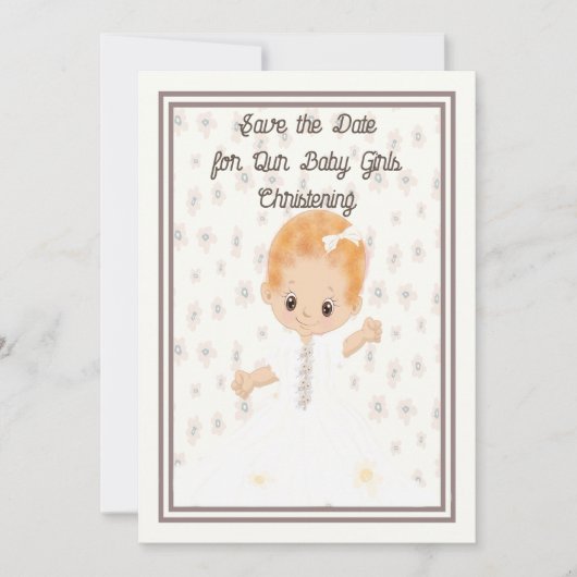Baby Christening Save the Date Illustriert Baby (Vorderseite)