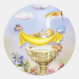 Baby Christening Taufankündigung Runder Aufkleber