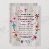 Baby Christening Taufe Blumenholz Einladung (Vorne/Hinten)