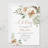 Baby Christmas Creamy White Floral Baby Shower Einladung (Vorderseite)