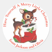 Baby Christmas Deer Custom Holiday Runder Aufkleber (Vorderseite)