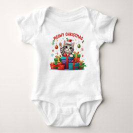 Baby Christmas Kitty With Gift Baby Strampler