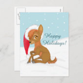 Baby Christmas Reindeer Feiertagspostkarte (Vorne/Hinten)