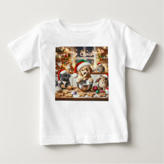 Baby Christmas T - Shirt mit Hund, Katze, Hase #6