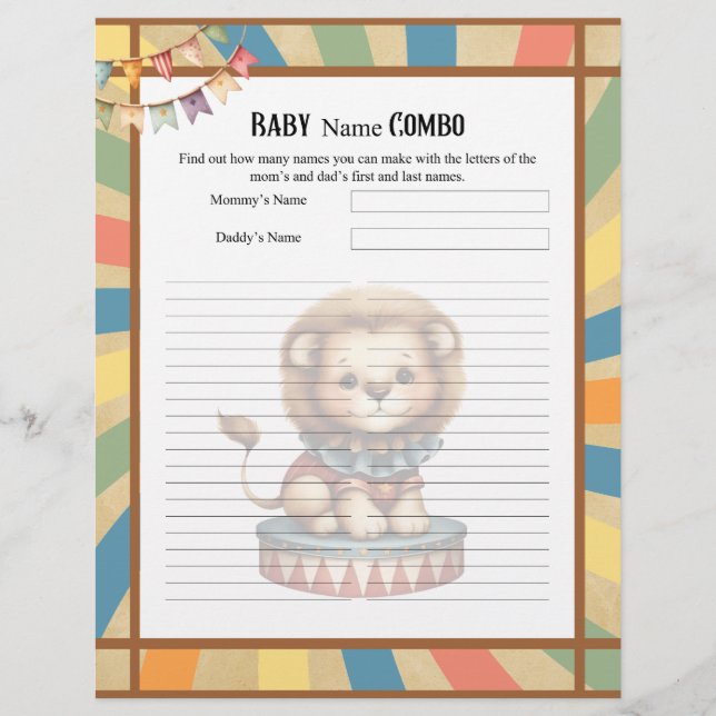 Baby Circus_ Baby Name Combo Showspiel Briefbogen (Vorderseite)