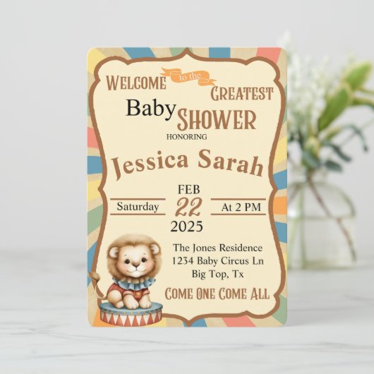 Baby Circus Einladung (Stehend Vorderseite)