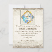 Baby Circus Fantasy Seepferd Carousel Vintag Einladung (Rückseite)