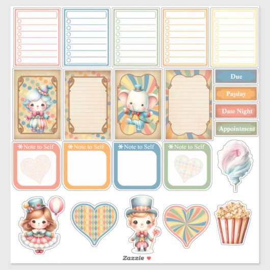 Baby Circus Planner Sticker (Blatt)