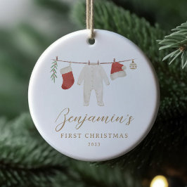Baby Clothes Baby Stats First Christmas  Keramik Ornament