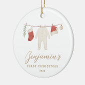 Baby Clothes Baby Stats First Christmas Keramik Ornament (Links)