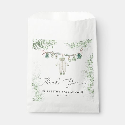 Baby Clothes Boho Eucalyptus Baby Dusche Danke Geschenktütchen (Vorderseite)