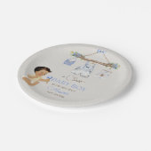 Baby Clothes Boy Baby Dusche Elfenbeinblau Pappteller (Schrägansicht)