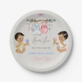 Baby Clothes Geschlecht offenbart Elfenbeinrosa Bl Pappteller (Vorderseite)