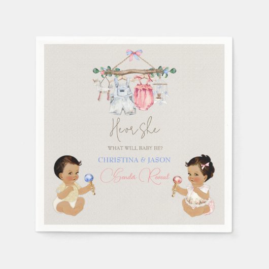 Baby Clothes Geschlecht offenbart Elfenbeinrosa Bl Serviette (Vorderseite)