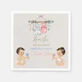 Baby Clothes Geschlecht offenbart Elfenbeinrosa Bl Serviette