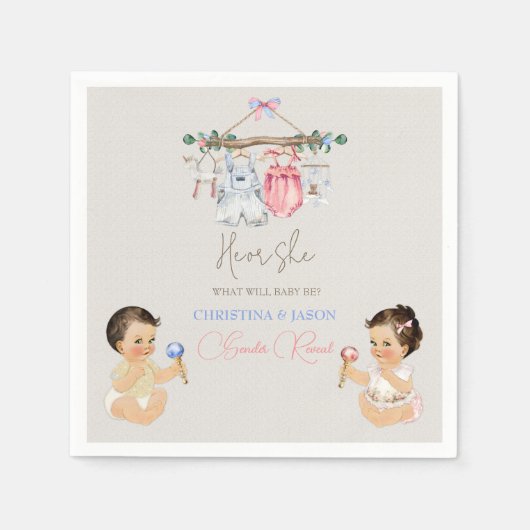 Baby Clothes Geschlecht offenbart Elfenbeinrosa Bl Serviette (Vorderseite)