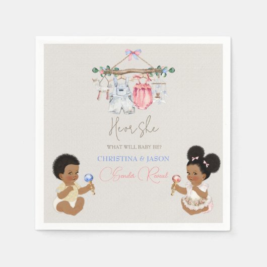Baby Clothes Geschlecht offenbart Elfenbeinrosa Bl Serviette (Vorderseite)
